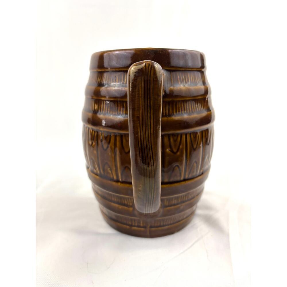 Vintage‎ Brown Glaze Barrel Pitcher Pottery 7" - Picture 11 of 12